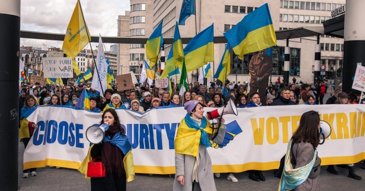 Marking two years of the Russian Invasion, Protestors Gathered in Brussels